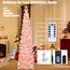 HMASYO 180 cm Pop-Up Lametta Weihnachtsbaum mit 100 Timer-Lichter und Fernbedienung, Pink Zusammenklappbarer Künstlicher Schlanken Weihnachtsbaum für Zuhause Wohnung Büro Festdekoration, USB-Betrieb