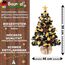 Weihnachtsbaum künstlich (WBD) 90 cm schwarz mit Weihnachtsdeko Gold und Led Lichterkette mit Batteriebox und Fernbedienung künstlicher Christbaum klein Tannenbaum