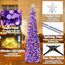 HMASYO Pop-Up-Weihnachtsbaum mit 100 LED-Lichtern und Fernbedienung, violetter Weihnachts-Lametta-Baum, zusammenklappbarer künstlicher Bleistiftbaum für Zuhause, Büro, Party-Dekoration, USB-betriebene