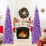 HMASYO Pop-Up-Weihnachtsbaum mit 100 LED-Lichtern und Fernbedienung, violetter Weihnachts-Lametta-Baum, zusammenklappbarer künstlicher Bleistiftbaum für Zuhause, Büro, Party-Dekoration, USB-betriebene