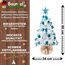 Weihnachtsbaum künstlich (WBD) 60 cm Weiss mit Weihnachtsdeko türkis und Led Lichterkette mit Batteriebox und Fernbedienung künstlicher Christbaum klein Tannenbaum