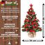 Weihnachtsbaum künstlich (WBD) 60 cm grün mit Weihnachtsdeko rot und Led Lichterkette mit Batteriebox und Fernbedienung künstlicher Christbaum klein Tannenbaum