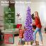 HMASYO Pop-Up-Weihnachtsbaum mit 100 LED-Lichtern und Fernbedienung, violetter Weihnachts-Lametta-Baum, zusammenklappbarer künstlicher Bleistiftbaum für Zuhause, Büro, Party-Dekoration, USB-betriebene