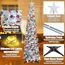HMASYO 150 cm Pop-Up Lametta Weihnachtsbaum mit 50 Timer-Lichtern, Buntes Silber Zusammenklappbarer Künstlich Schlanken Weihnachtsbaum für den Innenbereich, Zuhause Wohnung Kamin mit Festdekoration