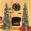 HMASYO 150 cm Pop-Up Lametta Weihnachtsbaum mit 50 Timer-Lichtern, Buntes Grün Zusammenklappbarer Künstlich Schlanken Weihnachtsbaum für den Innenbereich, Zuhause Wohnung Kamin mit Festdekoration