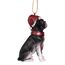 Design Toscano Boston Terrier festlicher Hund Weihnachtsbaumornament Weihnachtsdeko, Polyresin, vollfarbe, 8 cm