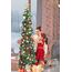 HMASYO 150 cm Pop-Up Lametta Weihnachtsbaum mit 50 Timer-Lichtern, Buntes Grün Zusammenklappbarer Künstlich Schlanken Weihnachtsbaum für den Innenbereich, Zuhause Wohnung Kamin mit Festdekoration