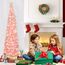 HMASYO 180 cm Pop-Up Lametta Weihnachtsbaum mit 100 Timer-Lichter und Fernbedienung, Pink Zusammenklappbarer Künstlicher Schlanken Weihnachtsbaum für Zuhause Wohnung Büro Festdekoration, USB-Betrieb