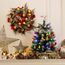 XmasExp Mini-Weihnachtsbaum-Set mit 2 LED-Lichtern, Stern-Baumkronen, Ornamenten, Kugeln, Glocken und Tannenzapfen, 50,8 cm, silberfarben