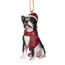 Design Toscano Boston Terrier festlicher Hund Weihnachtsbaumornament Weihnachtsdeko, Polyresin, vollfarbe, 8 cm