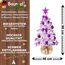 Weihnachtsbaum künstlich (WBD) 90 cm Weiss mit Weihnachtsdeko lila und Led Lichterkette mit Batteriebox und Fernbedienung künstlicher Christbaum klein Tannenbaum