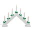 Idena 31837 - LED Adventsleuchter mit 7 LED Kerzenlichtern in Warmweiß, Schwibbogen aus weiß lackiertem Holz, mit Ersatzlampe und Schalter, Deko für Innen, als Winter-, Advents- und Weihnachtsdeko