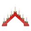 Idena 31604 - LED Adventsleuchter mit 7 LED Kerzenlichtern in Warmweiß, Schwibbogen aus rot lackiertem Holz, mit Ersatzlampe und Schalter, Deko für Innen, als Winter-, Advents- und Weihnachtsdeko