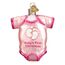 Old World Christmas Rosa Baby-Einteiler, Glas, geblasen, Ornament für Weihnachtsbaum, 7,6 x 7,6 cm