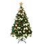 Weihnachtsbaum künstlich (WBD) 120 cm grün mit Weihnachtsdeko Gold und Led Lichterkette mit Batteriebox und Fernbedienung künstlicher Christbaum klein Tannenbaum