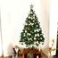 Weihnachtsbaum künstlich (WBD) 120 cm grün mit Weihnachtsdeko Silber und Led Lichterkette mit Batteriebox und Fernbedienung künstlicher Christbaum klein Tannenbaum