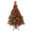 Weihnachtsbaum künstlich (WBD) 120 cm grün mit Weihnachtsdeko rot und Led Lichterkette mit Batteriebox und Fernbedienung künstlicher Christbaum klein Tannenbaum