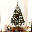 Weihnachtsbaum künstlich (WBD) 150 cm schwarz mit Weihnachtsdeko Silber und Led Lichterkette mit Batteriebox und Fernbedienung künstlicher Christbaum klein Tannenbaum