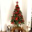 Weihnachtsbaum künstlich (WBD) 150 cm grün mit Weihnachtsdeko rot und Led Lichterkette mit Batteriebox und Fernbedienung künstlicher Christbaum klein Tannenbaum