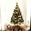 Weihnachtsbaum künstlich (WBD) 120 cm schwarz mit Weihnachtsdeko Gold und Led Lichterkette mit Batteriebox und Fernbedienung künstlicher Christbaum klein Tannenbaum