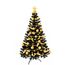 Weihnachtsbaum künstlich (WBD) 120 cm schwarz mit Weihnachtsdeko Gold und Led Lichterkette mit Batteriebox und Fernbedienung künstlicher Christbaum klein Tannenbaum