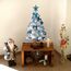Weihnachtsbaum künstlich (WBD) 90 cm Weiss mit Weihnachtsdeko türkis und Led Lichterkette mit Batteriebox und Fernbedienung künstlicher Christbaum klein Tannenbaum
