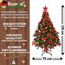 Weihnachtsbaum künstlich (WBD) 120 cm grün mit Weihnachtsdeko rot und Led Lichterkette mit Batteriebox und Fernbedienung künstlicher Christbaum klein Tannenbaum
