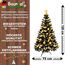 Weihnachtsbaum künstlich (WBD) 120 cm schwarz mit Weihnachtsdeko Gold und Led Lichterkette mit Batteriebox und Fernbedienung künstlicher Christbaum klein Tannenbaum