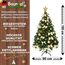 Weihnachtsbaum künstlich (WBD) 150 cm grün mit Weihnachtsdeko Gold und Led Lichterkette mit Batteriebox und Fernbedienung künstlicher Christbaum klein Tannenbaum