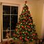 Weihnachtsbaum künstlich (WBD) 240 cm grün mit Weihnachtsdeko rot und Led Lichterkette mit Batteriebox und Fernbedienung künstlicher Christbaum klein Tannenbaum