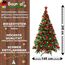 Weihnachtsbaum künstlich (WBD) 240 cm grün mit Weihnachtsdeko rot und Led Lichterkette mit Batteriebox und Fernbedienung künstlicher Christbaum klein Tannenbaum