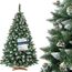 FAIRYTREES Weihnachtsbaum künstlich Kiefer, Natur-Weiss beschneit, Material PVC, echte Tannenzapfen, inkl. Holzständer, 180cm