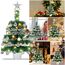 Mini Weihnachtsbaum Illuminated mit Schnee 50cm Tabletop Künstliche Weihnachtskiefer Baum & Beleuchtung & Weihnachtsball für Weihnachten, Schule, Zuhause, Esstisch Dekor (Alles in einem Set)