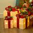 The Christmas Workshop 70749 3er Set beleuchtete Weihnachtsboxen mit roter Schleife/Innen Weihnachtsdeko / 65 warmweiße LED Lichter/batteriebetrieben/Timer-Funktion