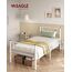 VASAGLE Bett 90 x 200 cm, Gästebett, Einzelbett aus Metall, Bettgestell, Bettrahmen, Metallbett, einfache Montage, mattweiß RMB062W01