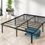 Zinus Caleb Bett 100x200 cm - Höhe 36 cm mit Stauraum unter dem Bett - Metall-Plattformbettrahmen - Klappbarer Bettrahmen - Schwarz