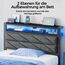 Seventable Bett 90x200 mit LED, Ladestation (2 USB-Anschlüsse & 1 Typ-C-Anschluss), Metallbett mit Gepolstertem Kopfteil & Stauraum, perfekt für Kinderzimmer, Jugendzimmer