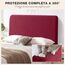 TAOCOCO Bett Kopfteil Bezug, Kopfteilbezug für Doppelbett, elastischer Kopfteilbezug, weicher Samtstoff, waschbar, All-in-One-Design, Rotwein, 150-170 cm