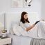 TAOCOCO Bett Kopfteil Bezug, Kopfteilbezug für Doppelbett, elastischer Kopfteilbezug, weicher Samtstoff, waschbar, All-in-One-Design, Weiß, 200-220 cm