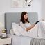 TAOCOCO Bett Kopfteil Bezug, Kopfteilbezug für Doppelbett, elastischer Kopfteilbezug, weicher Samtstoff, waschbar, All-in-One-Design, Hellgrau, 200-220 cm