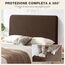TAOCOCO Bett Kopfteil Bezug, Kopfteilbezug für Doppelbett, elastischer Kopfteilbezug, weicher Samtstoff, waschbar, All-in-One-Design, Braun, 180-200 cm