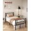 VASAGLE Bett 90 x 200 cm, Gästebett, Einzelbett aus Metall, Bettgestell, Bettrahmen, Metallbett, einfache Montage, tintenschwarz RMB062B01