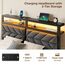 Seventable Bett 140x200 mit LED, Ladestation (2 USB-Anschlüsse & 1 Typ-C-Anschluss), Metallbett mit Gepolstertem Kopfteil & Stauraum, Doppelbett für Schlafzimmer