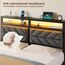 Seventable Bettrahmen Queen Size mit Ladestation, LED-Bett mit gepolstertem Stauraum, Metall-Plattformbett mit Stauraum unter dem Bett, kein Boxspringbett erforderlich, geräuschfrei, einfache Montage,