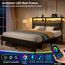 Seventable Bettrahmen Queen Size mit Ladestation, LED-Bett mit gepolstertem Stauraum, Metall-Plattformbett mit Stauraum unter dem Bett, kein Boxspringbett erforderlich, geräuschfrei, einfache Montage,