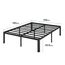 Zinus Van Doppelbettrahmen – Bett 135 x 190 cm – 41 cm Höhe mit Unterbettkommode – Metallplattform-Bettrahmen mit Stahllattenstütze – Schwarz