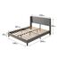 Zinus Sasha Bed 140x200 cm - Höhe 25 cm - Gepolsterter Plattformbettrahmen mit Wingback Kopfteil und Bambuslattenrost - Mittelgrau