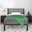 Zinus Mia Modern 36 cm Plattformbettrahmen aus Metall mit Kopfteil | Holzlattenunterstützung | Einfache Montage | Stauraum unter dem Bett | 100 x 200 cm | Schwarz