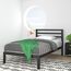 Zinus Mia Modern 36 cm Plattformbettrahmen aus Metall mit Kopfteil | Holzlattenunterstützung | Einfache Montage | Stauraum unter dem Bett | 100 x 200 cm | Schwarz