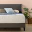 Zinus Sasha Bed 180x200 cm - Höhe 25 cm - Gepolsterter Plattformbettrahmen mit Wingback Kopfteil und Bambuslattenrost - Dunkelgrau